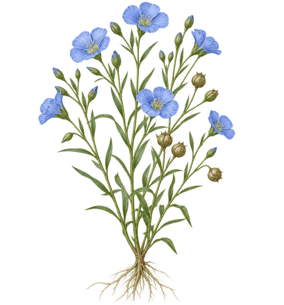 Ilustracja botaniczna: Len